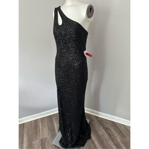 MAC DUGGAL SEQUINED STRAPPY ONE SHOULDER COLUMN GOWN - Picture 6 of 11